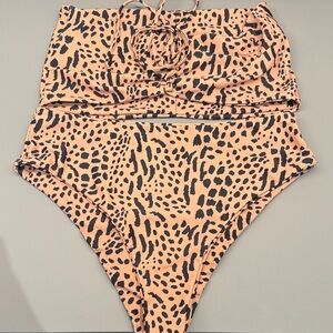 Leopard Print High-Waisted Bikini